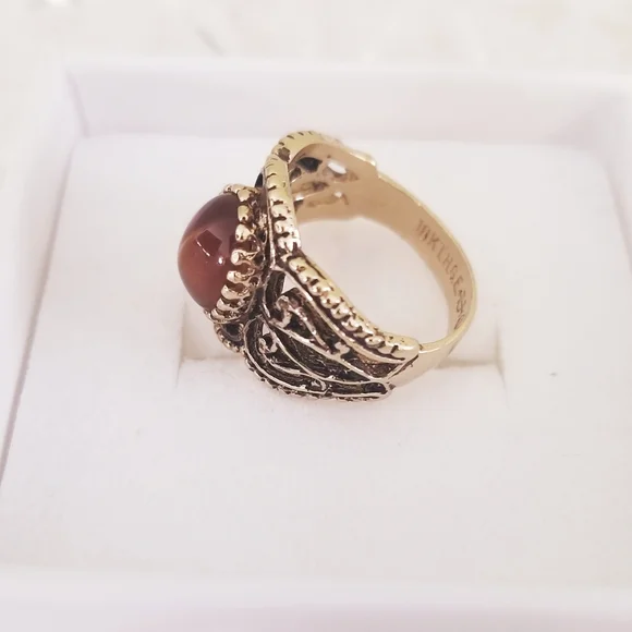 Vintage Gold Ring 18k HGE and Cats Eye Gemstone - Picture 4 of 4